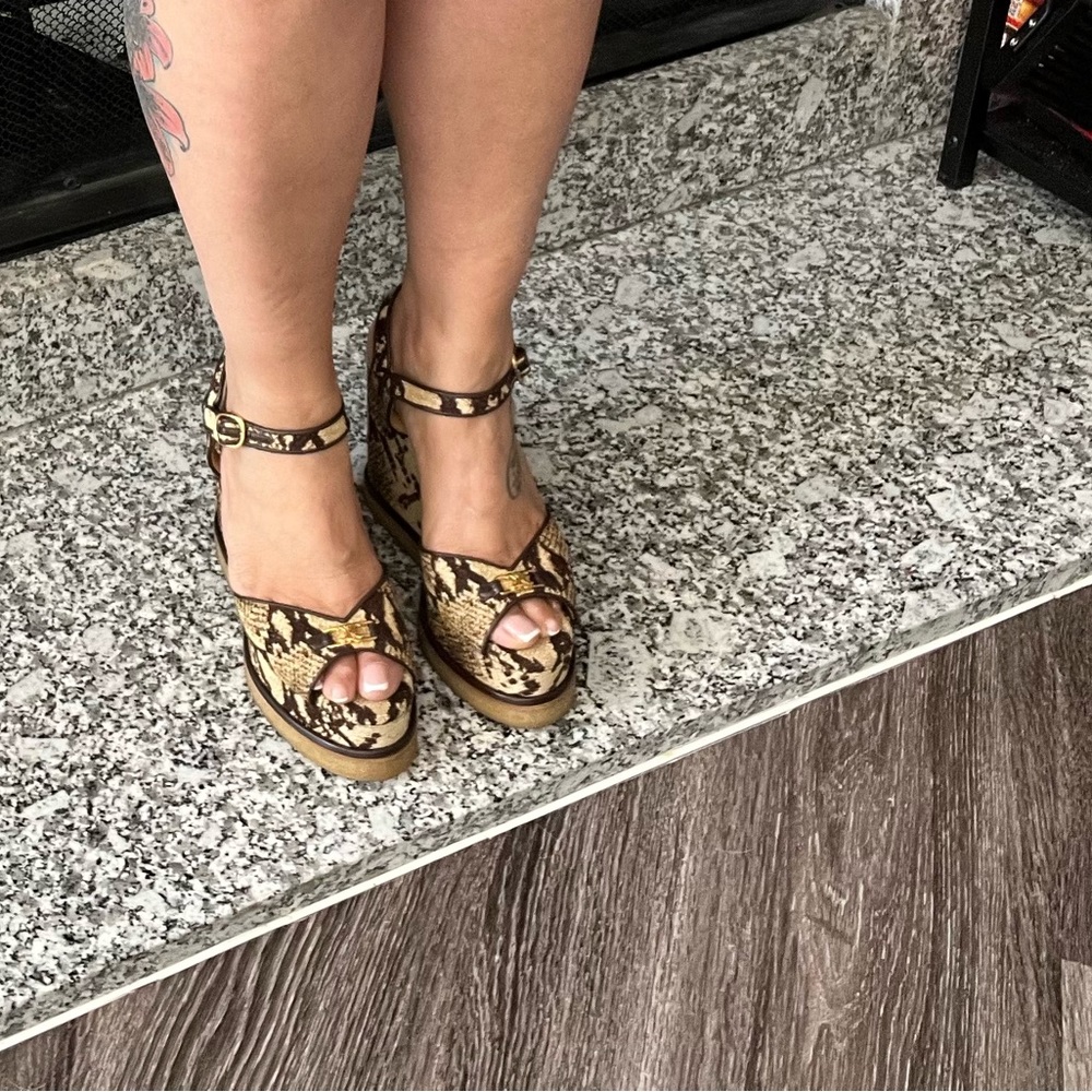 Celine Python Jacquard Wedges Size 40 - Picture 2 of 9